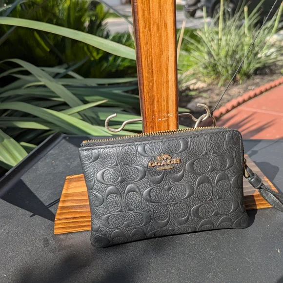 EUC Coach Embossed Black Wristlet - Picture 3 of 5